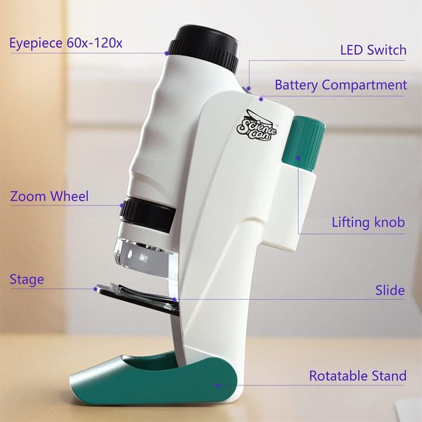 Microscope Set Science Toys STEM Educational Microscope Kit for Kids 8-12