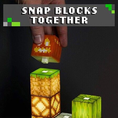 LED Minecraft Desktop Decoration Lights DIY Creative Square Building Block Splicing Night Light For Bedroom Decoration Bedside Table Lamp