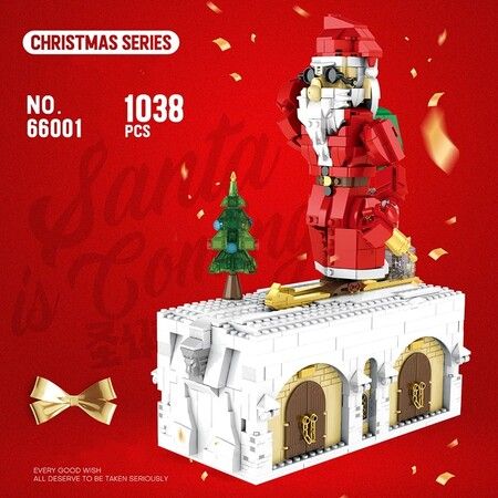 Santa Claus Architecture Building Blocks Gear Drive Ideas Street View Bricks Toys For Children Christmas Gift