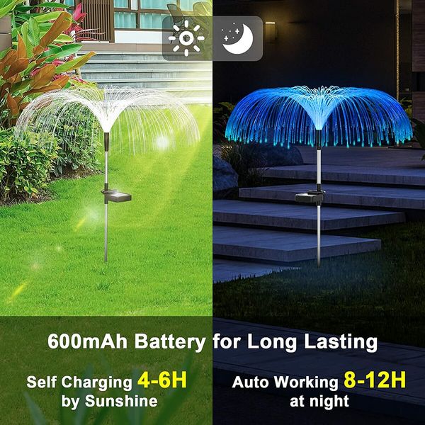 3PCS Solar garden lights, fiber optic lights, jellyfish lights, luminous, charging, and plug-in lawn and garden decorative lights