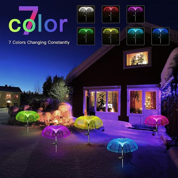 3PCS Solar garden lights, fiber optic lights, jellyfish lights, luminous, charging, and plug-in lawn and garden decorative lights