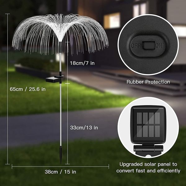 3PCS Solar garden lights, fiber optic lights, jellyfish lights, luminous, charging, and plug-in lawn and garden decorative lights