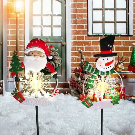 Solar Christmas Decorations Outdoor, Waterproof Christmas Pathway Lights -Snow Man