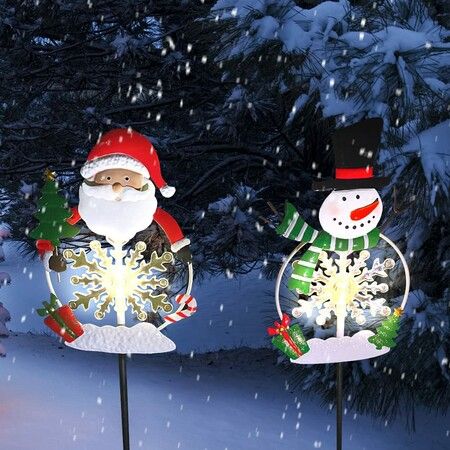 Solar Christmas Decorations Outdoor, Waterproof Christmas Pathway Lights -Snow Man