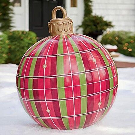 2X Christmas Inflatable Decorated Ball Ornaments for Outdoors XL 60CM BALL Color Red