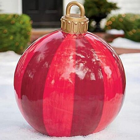 2X Christmas Inflatable Decorated Ball Ornaments for Outdoors XL 60CM BALL Color Red