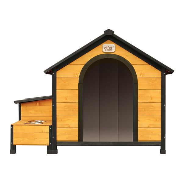 Petscene Dog Kennel Wooden Large Pet House with Door Storage Box Food Bowls