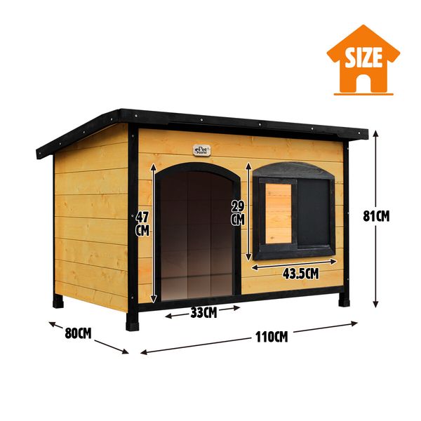 Petscene Dog Kennel Wooden Pet House with Lift Up Roof Door Plastic Curtains Extra Large