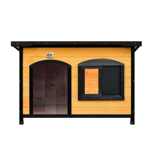 Petscene Dog Kennel Wooden Pet House with Lift Up Roof Door Plastic Curtains Extra Large