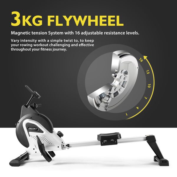 Genki Magnetic Exercise Rowing Machine Home Gym Rower Workout LCD 16 Levels Resistance