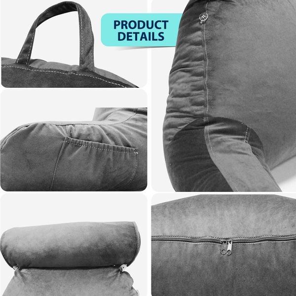 Bed Reading Pillow Husband Cushion Backrest Detachable Neck Roll Shredded Memory Foam Gray