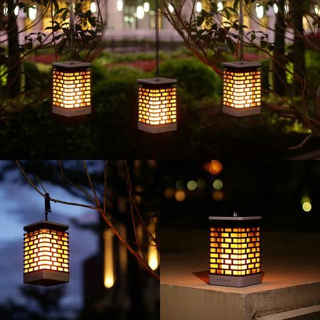 2pcs LED Solar Flame Lights Flickering Outdoor Hanging Lantern Led Solar Garden Light Flame Torch Lamp Decor Lighting