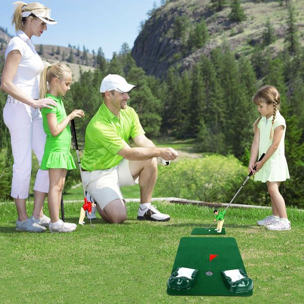 Mini Golfers Indoor  Outdoor Golf Kit Game Course Golf man in Col Green