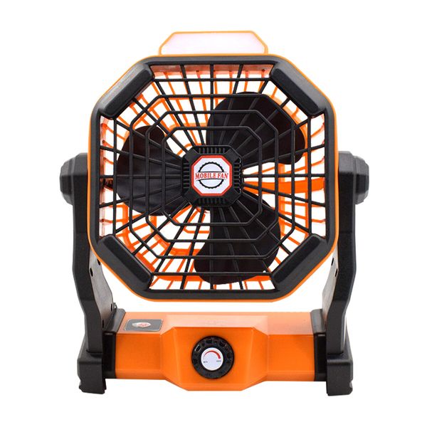 2in1 Outdoor Camping Fan Light LED Portable Tent USB Powered Rechargeable Battery 3 Brightness Orange