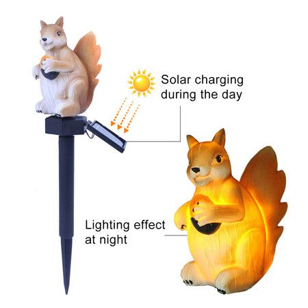 LED Squirrel Shape Waterproof Solar Powered Light Lamp Lawn Garden Pathway Decor Home Garden Decoration