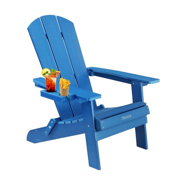 Neader Occasional Adirondack Chair Reclining Folding Outdoor Lounging Furniture Blue