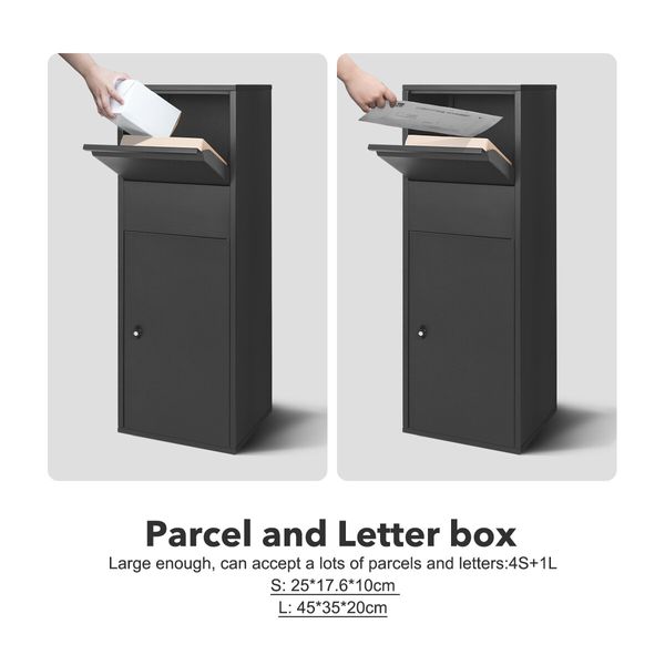 Letterbox Freestanding Parcel Mailbox Weatherproof Postbox Delivery Drop Box