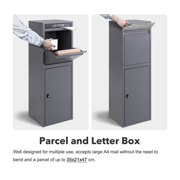 Letterbox Freestanding Weatherproof Parcel Mailbox Delivery Postbox Drop Box