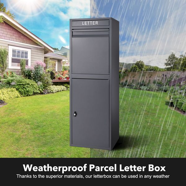 Letterbox Freestanding Weatherproof Parcel Mailbox Delivery Postbox Drop Box