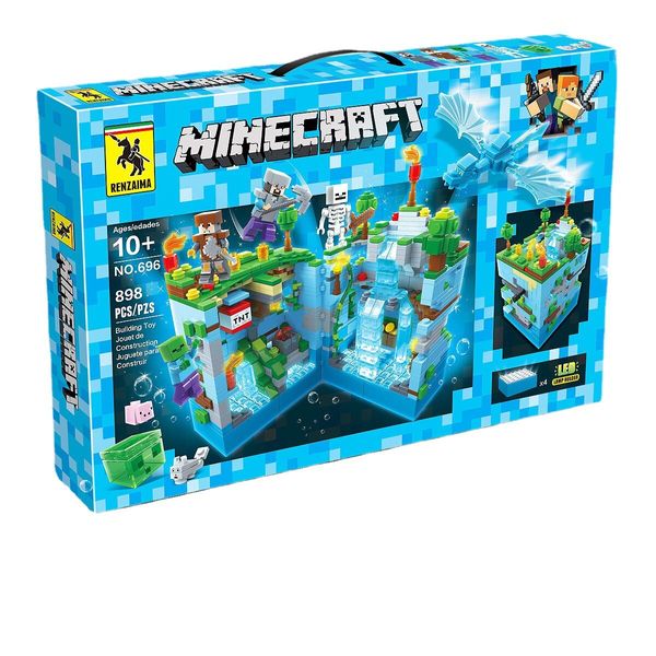 898Pcs Minecraft Building Block Hidden Depths Scene Compatible Lego with Lighting Kit