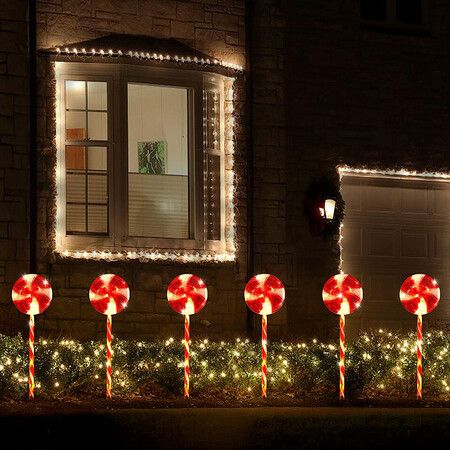 Solar Christmas Candy Cane Lights Solar Lawn Lamp Outdoor LED Christmas Decor Garden Pathway Markers Candy Lights