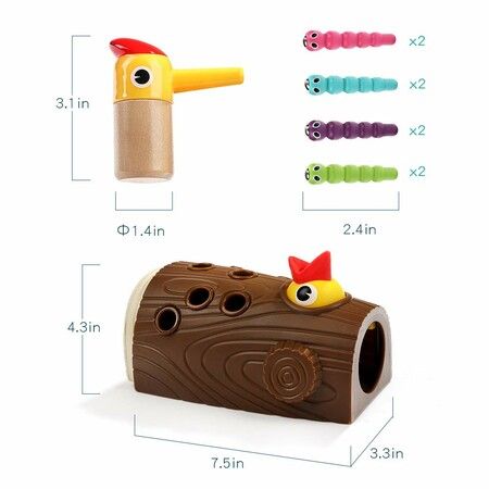 Hungry Woodpecker Toy for 2 3 Year Olds Girls and Boys Gifts Montessori Toddlers Toy Magnetic Game, Sensory, Feeding, Preschool Learning Toys