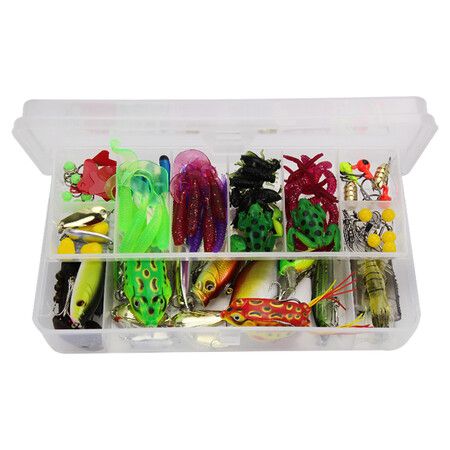 141pcs Fishing Accessories Kit Fishing Lures Baits Crankbait Swimbaits Jig Hooks Fishing Gear Lures Kit Set with Tackle Box