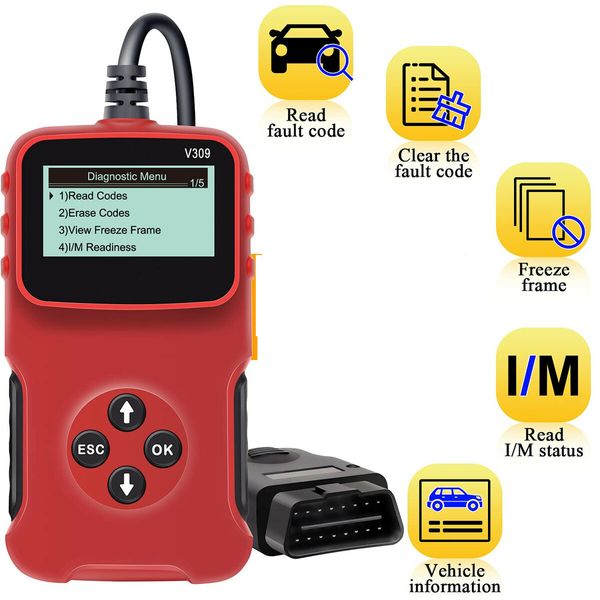 Car OBD2 Scanner Code Reader Car Engine Fault Code Reader Car Diagnostic Scan Tool for All OBD II Protocol Cars Since 1996