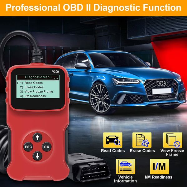 Car OBD2 Scanner Code Reader Car Engine Fault Code Reader Car Diagnostic Scan Tool for All OBD II Protocol Cars Since 1996