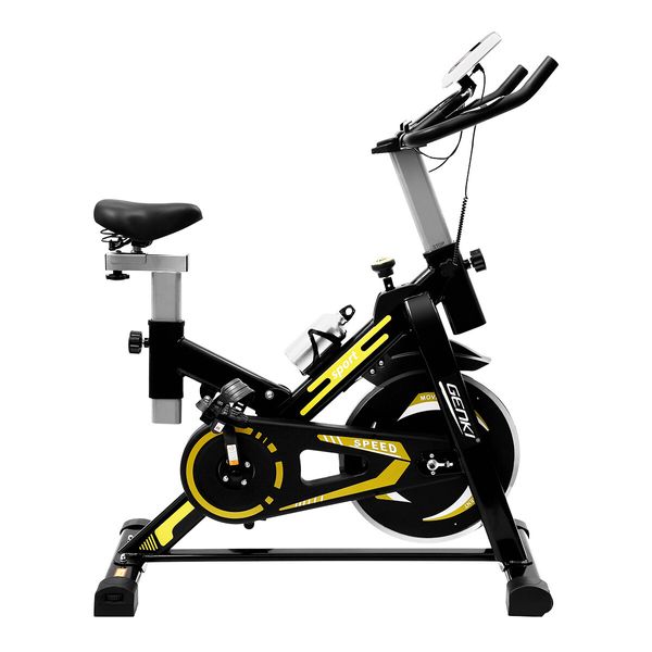 Genki Exercise Bike Shock Absorbing Stationary Spin Bicycle Indoor Cycling Training Black Yellow