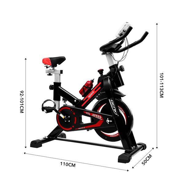 Genki Indoor Cycling Exercise Bike Stationary Spin Bicycle Shock Absorbing Training Red