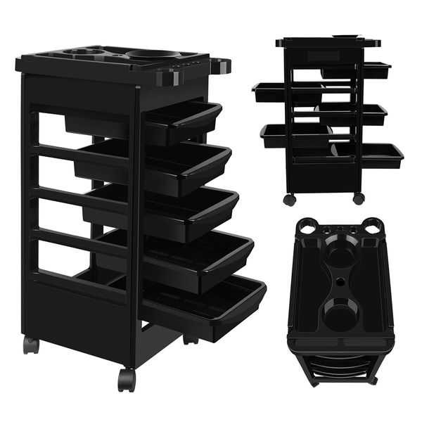 Hairdressing Trolley Storage Rolling Tool Cart Salon Furniture on Wheels 6 Tiers 5 Tray