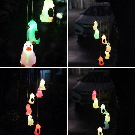 Color Wind Chime Color Changing Solar Penguin Wind Chime Waterproof Lights for Garden Home Outdoor