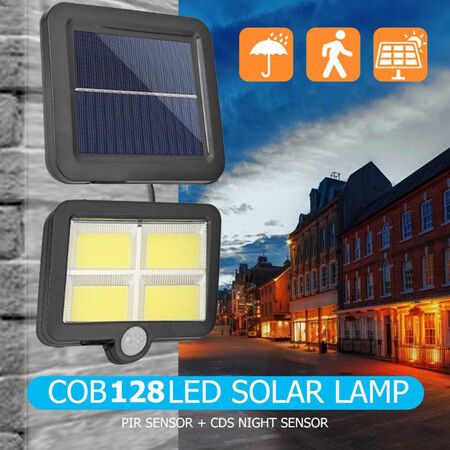 COB 128 LED Solar Powered Motion Sensor Wall Light Outdoor Garden Security Night Wall Split Solar Lamp 1/3 Modes