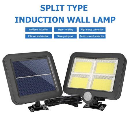 COB 128 LED Solar Powered Motion Sensor Wall Light Outdoor Garden Security Night Wall Split Solar Lamp 1/3 Modes