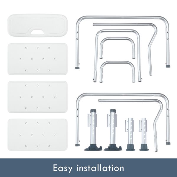 Adjustable Shower Chair Bath Seat Stool Medical Tub Transfer Bench with Armrest Backrest Elderly Disability Mobility Aid