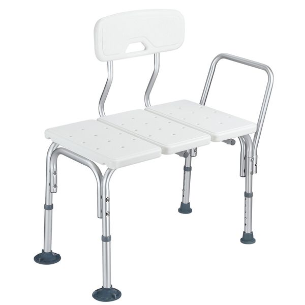 Adjustable Shower Chair Bath Seat Stool Medical Tub Transfer Bench with Armrest Backrest Elderly Disability Mobility Aid