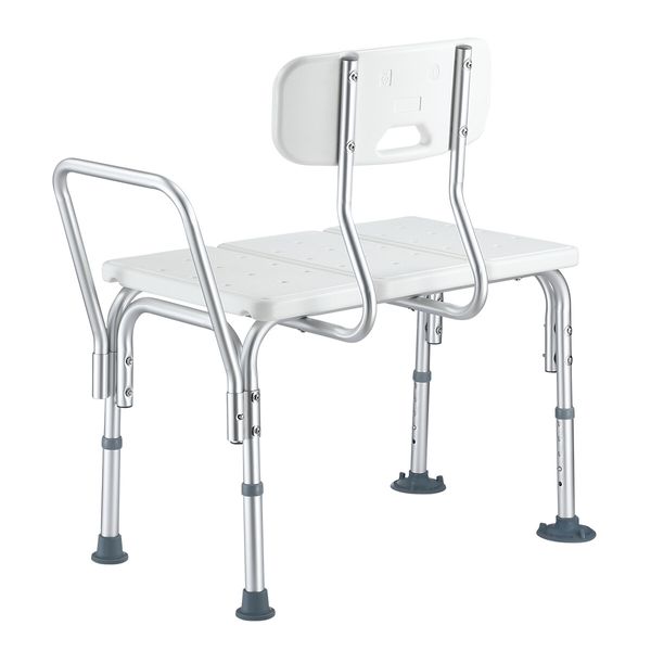 Adjustable Shower Chair Bath Seat Stool Medical Tub Transfer Bench with Armrest Backrest Elderly Disability Mobility Aid