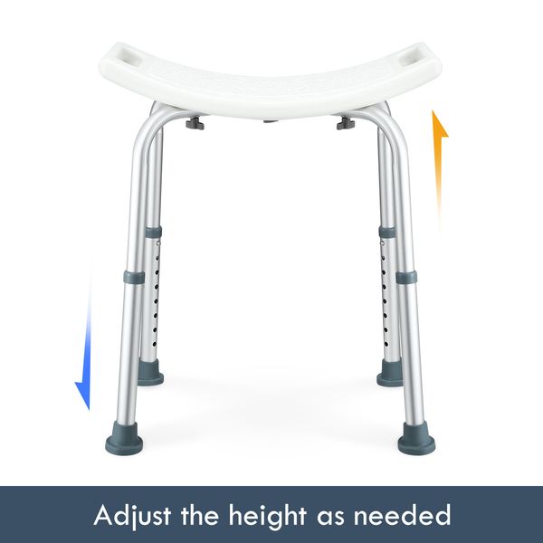 Adjustable Shower Chair Seat Bath Stool Bench with Assist Grab Bar Aid for Elderly Disabled