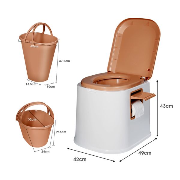 7L Camping Toilet Portable Travel Outdoor Porta Potty Detachable Inner Bucket Paper Holder Phone Storage