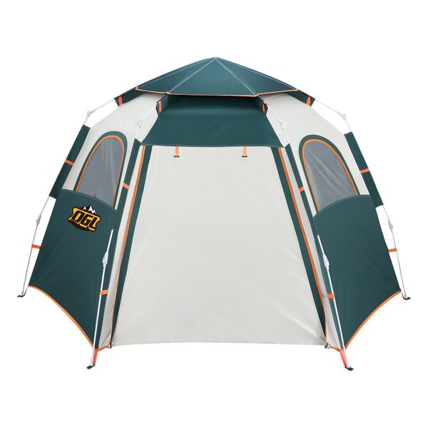 OGL 5 Person Tent Camping Beach Shelter Instant Pop Up Family Sun Shade 270x230x155cm Green White