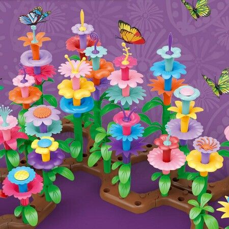 148pcs set DIY Educational Flower Arrangement Toys Creative Colorful Interconnecting Blocks Building Garden Game for Kids