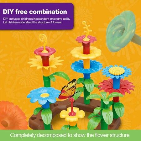 148pcs set DIY Educational Flower Arrangement Toys Creative Colorful Interconnecting Blocks Building Garden Game for Kids