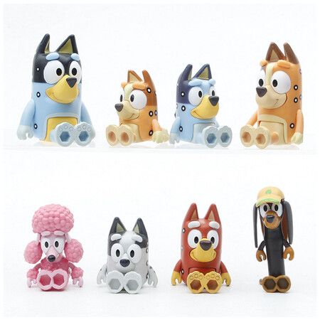 Bluey Family And Friends Action Figure Set, 8 Pieces