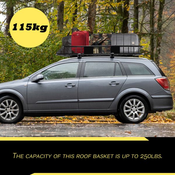 Universal Roof Rack Cargo Storage Basket Car Luggage Carrier Holder Powdered Steel 115kg Black