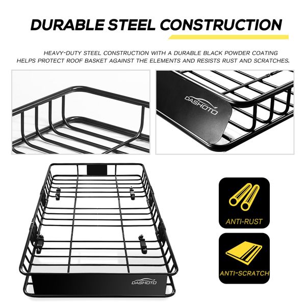 Universal Roof Rack Cargo Storage Basket Car Luggage Carrier Holder Powdered Steel 115kg Black