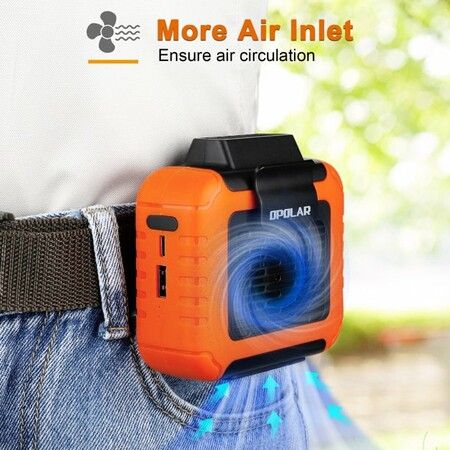 6000mAh Portable Waist Clip Fan | Necklace Fan 2 in 1, USB Belt Fan for Outdoor Camping Hiking Working