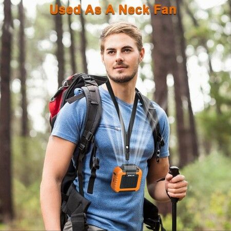 6000mAh Portable Waist Clip Fan | Necklace Fan 2 in 1, USB Belt Fan for Outdoor Camping Hiking Working