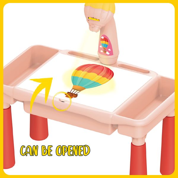 Kids LED Projector Drawing Table Painting Board Projection Desk Toy with Music and Storage