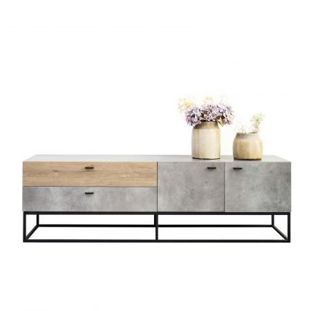 Jay Concrete & Oak TV Stand